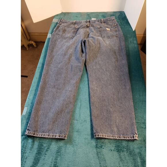 Carhartt Jeans Size 42x30 Mens Blue Stretch Pants Denim Casual Work Straight - Picture 9 of 12
